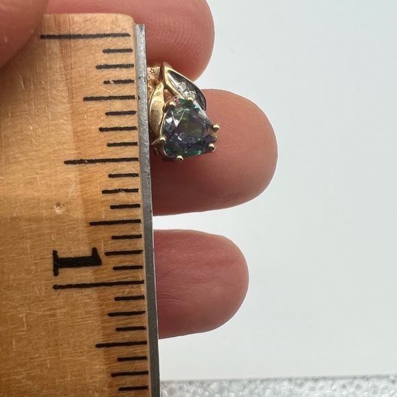 🔴🆑Authentic 10K Real Gold and Mystic Stone Stud Earrings🆑🔴 - Picture 7 of 8